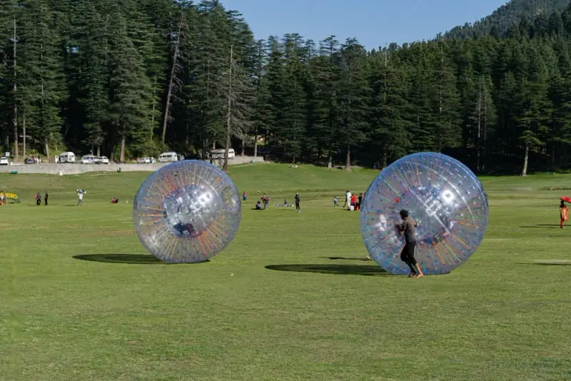 Zorbing in Solang Valley near Dashaur Heights, Manali